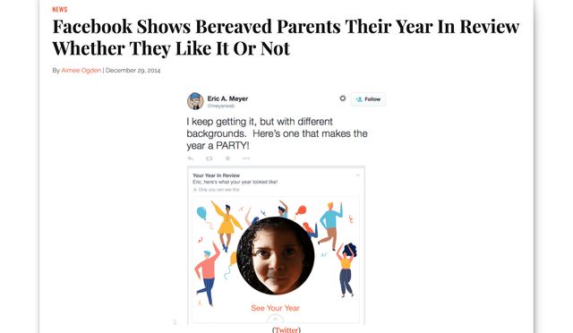Facebook Shows Bereaved Parents Their Year in Review