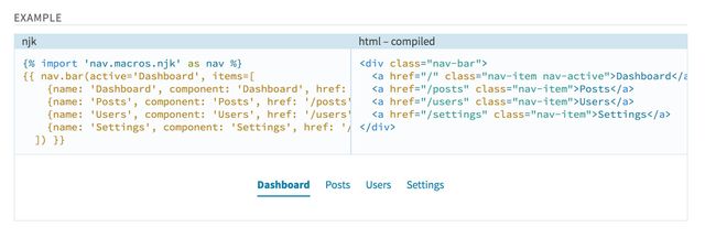 Rendered nav component