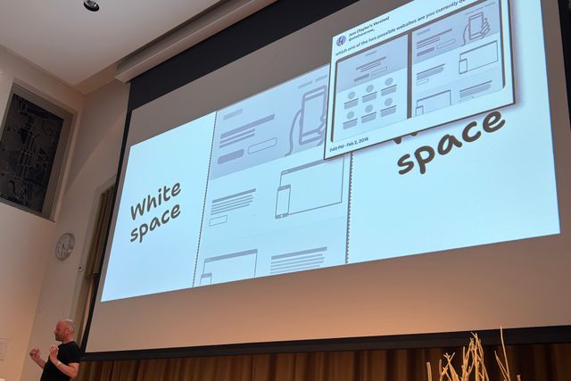 Nils presenting one of the two websites
with a centered wrapper and white space on both sides
