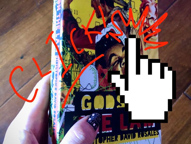 Published book with badly super-imposed hand-pointer cursor and scribbled word click!
