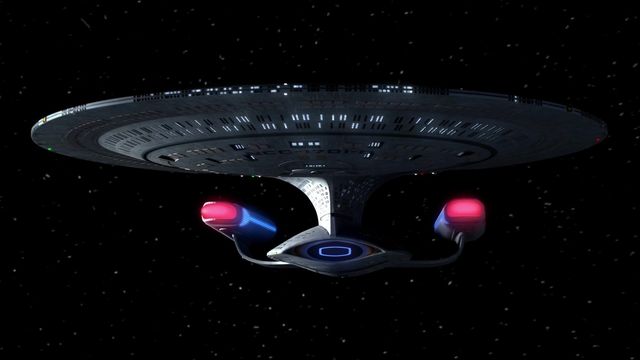 Spaceship in space - USS Enterprise, NCC 1701-D - from Star Trek, The Next Generation
