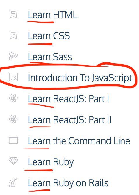List of code dourses, all titled Learn X Language,
except the JavaScript course titled
Intro To JS
