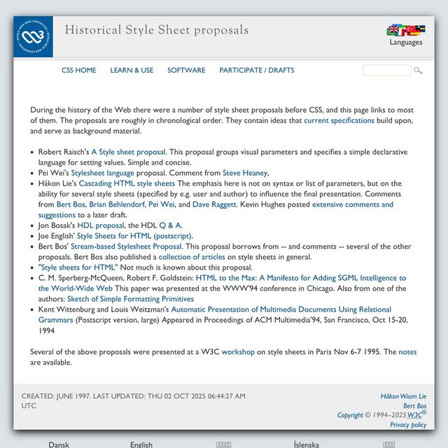 Historical Style Sheet proposals